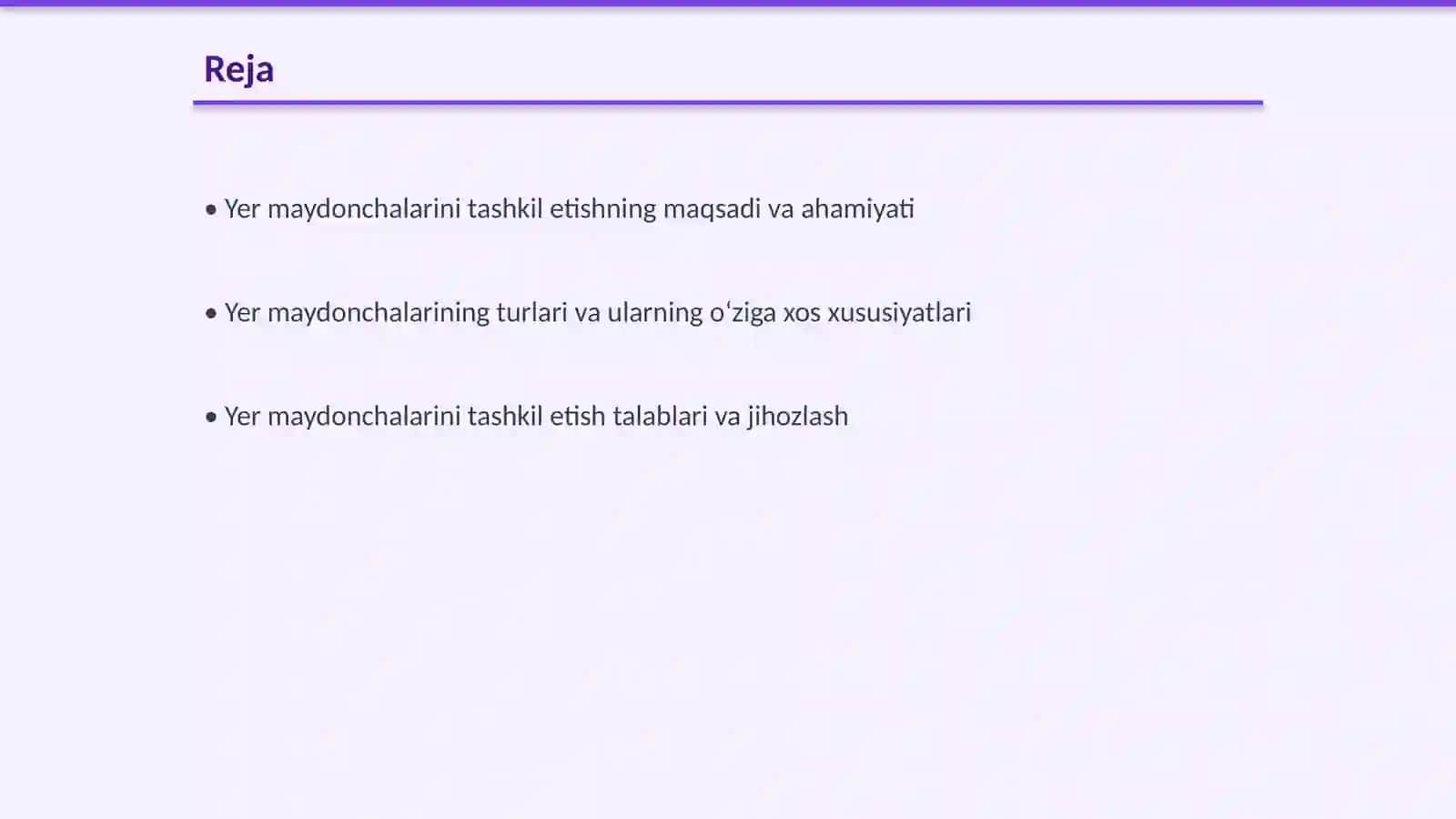 Yer maydonchalarini tashkil qilish va ularning mazmuni 2