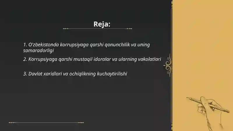 O'zbekistonda karrupsiyaga qarshi kurashish muommosi 2