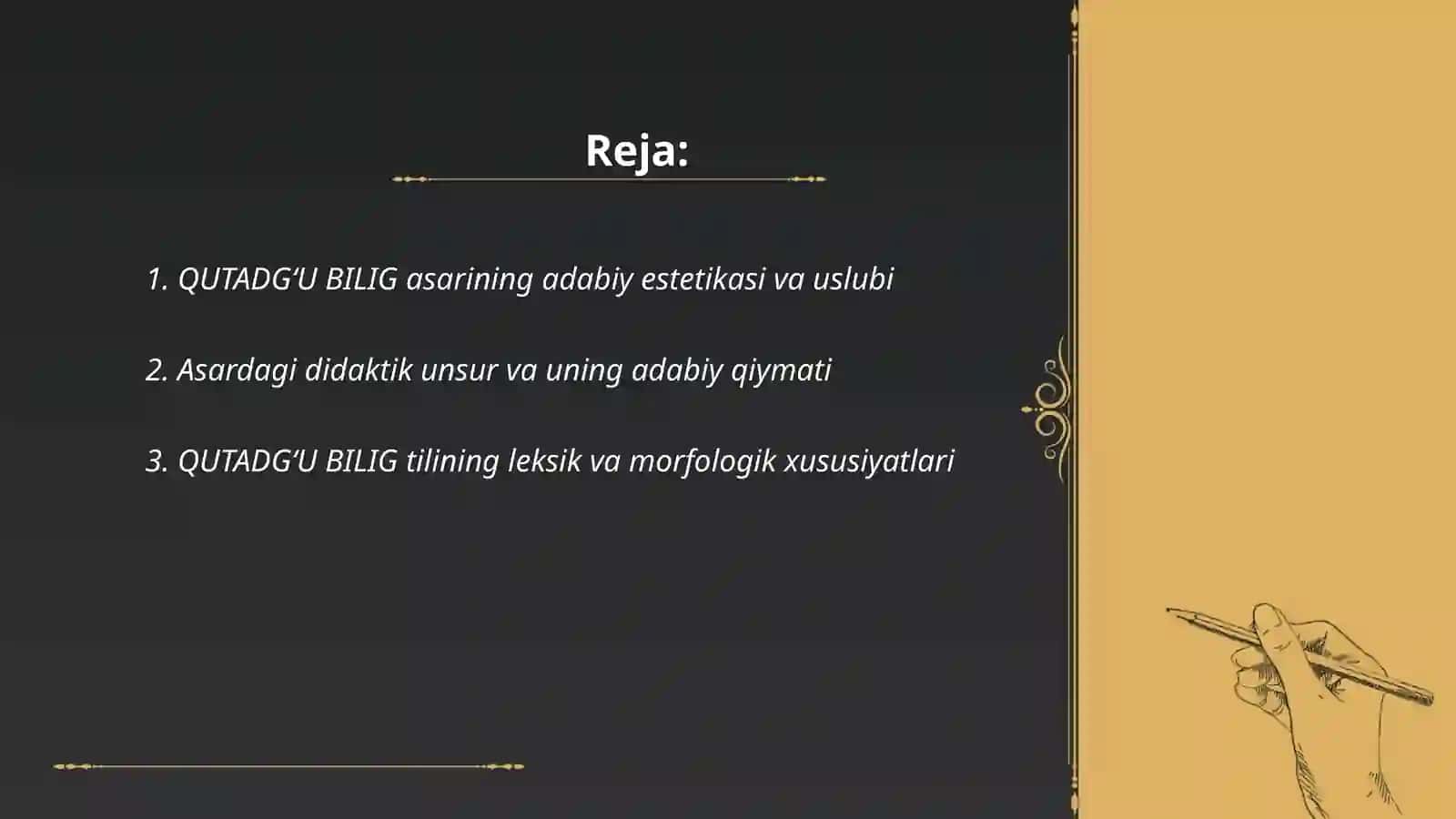 "QUTADGʻU BILIG" dostoni adabiy qiymati 2