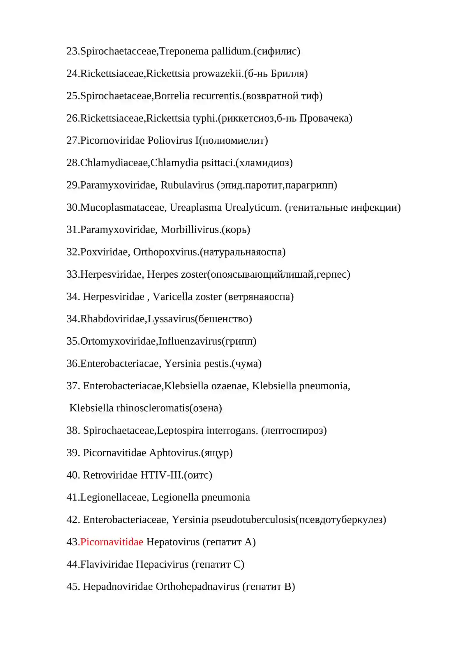 ЛАТИНСКИЕ НАЗВАНИЕ ВОЗБУДИТЕЛЕЙ 2
