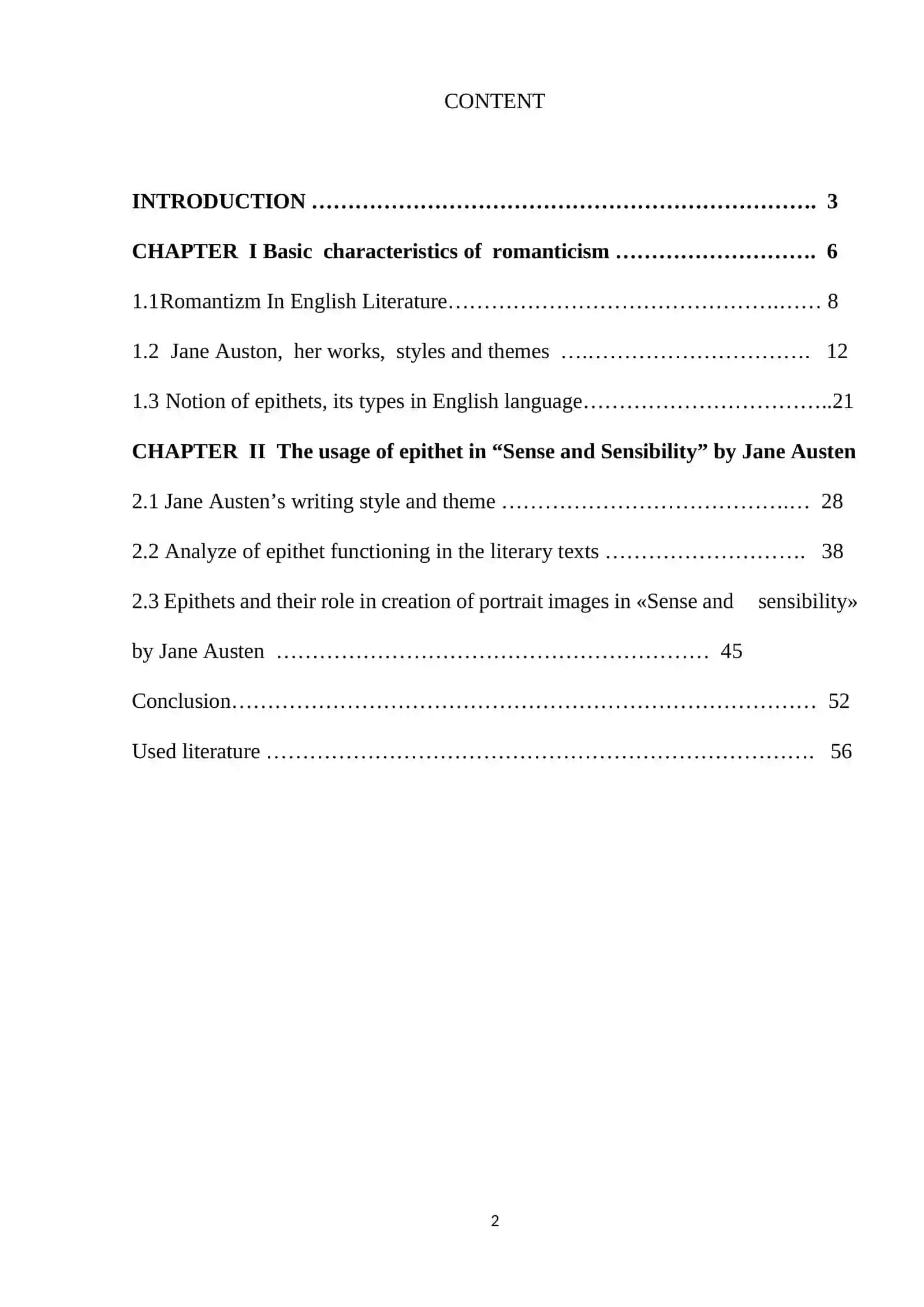 The role of epithet in the novel “Sense and sensibility” by Jane Austen 2