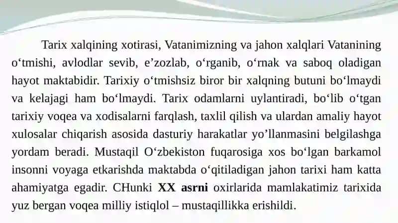 Tarix darslaridata’lim vositalaridan foydalanish 2