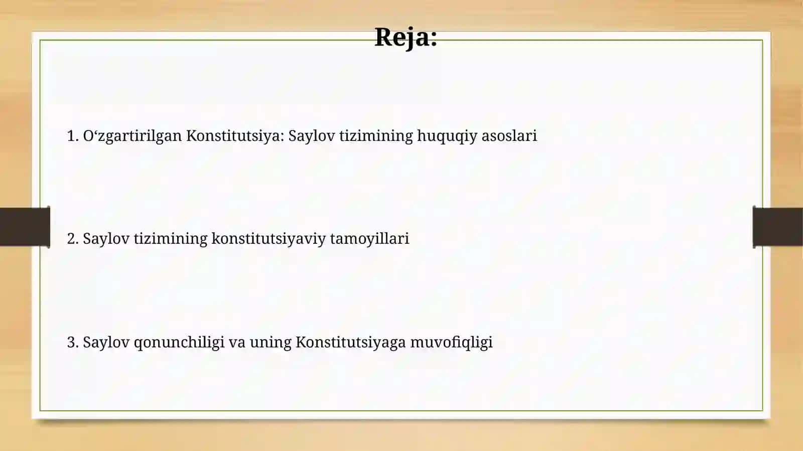 Oʻzgartirilgan Konstitutsiya: Saylov tizimining huquqiy asoslari 2