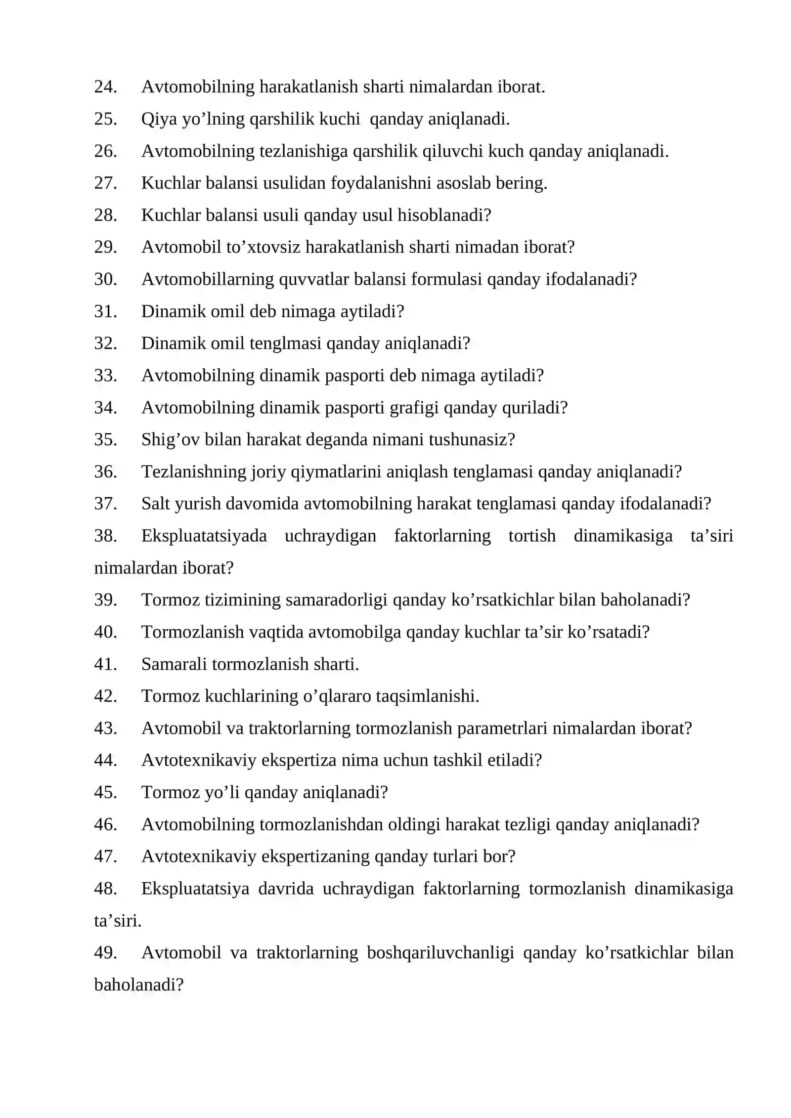 Transport vositalari muhandisligi 2