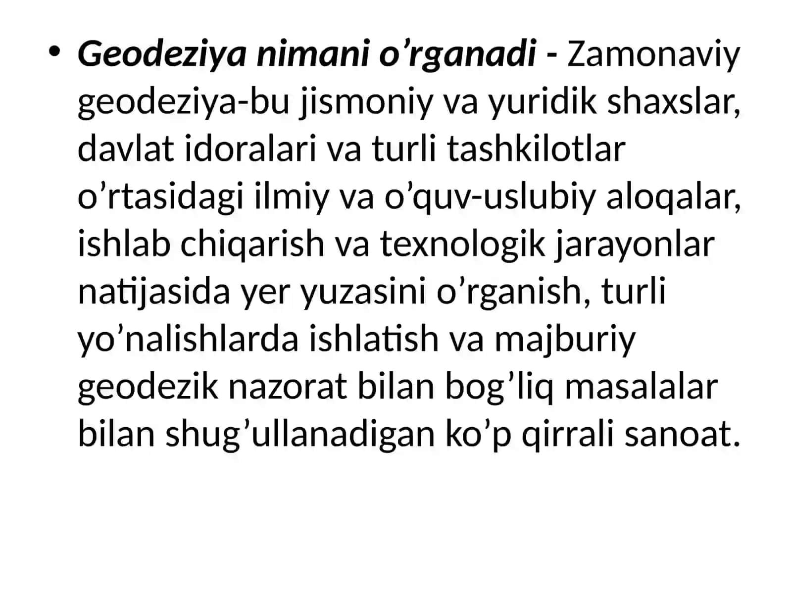 Geodeziya, kartografiya ishlarining tuzilishi 2