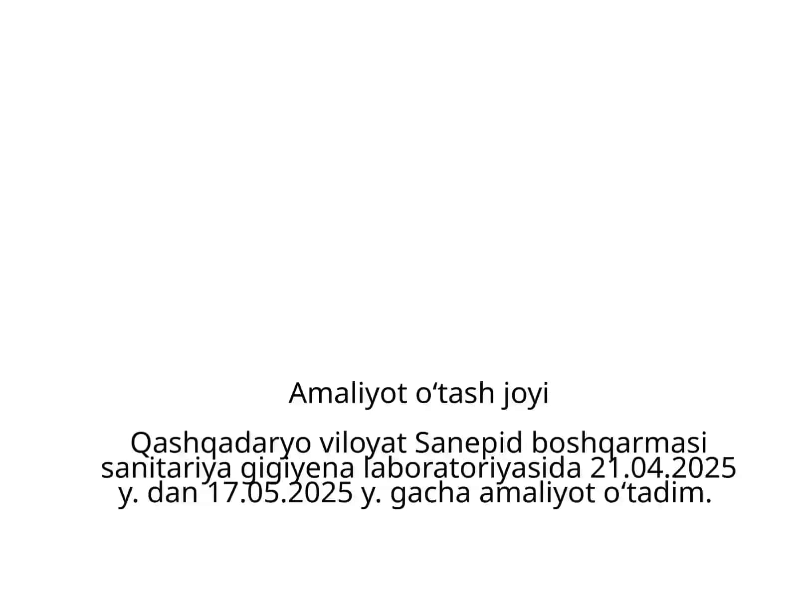 Muhiddinova Pokizaning Malakaviy amaliyot uchun taqdimoti 2