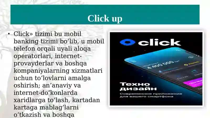 Click Up – naqdsiz to'lovlarning yangi darajasi. 2