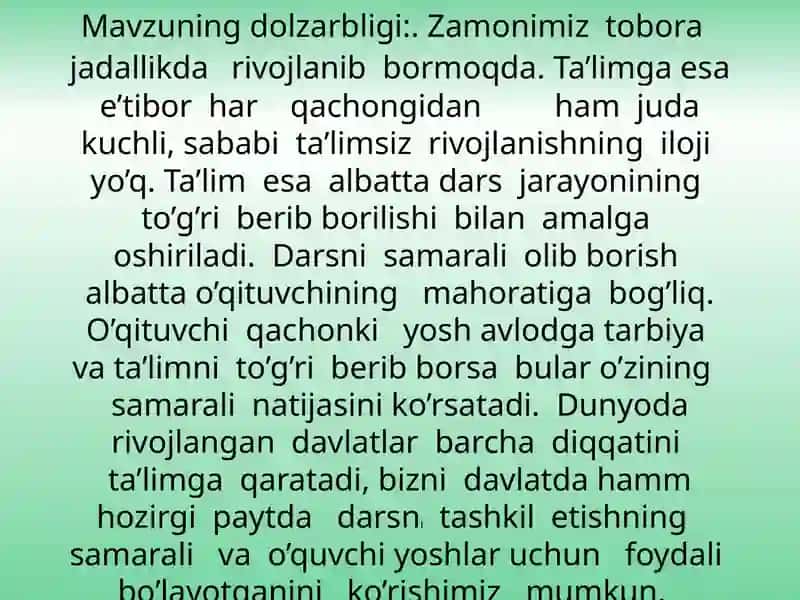 Dars-ta'lim tashkilotishning asosiy shakli 2