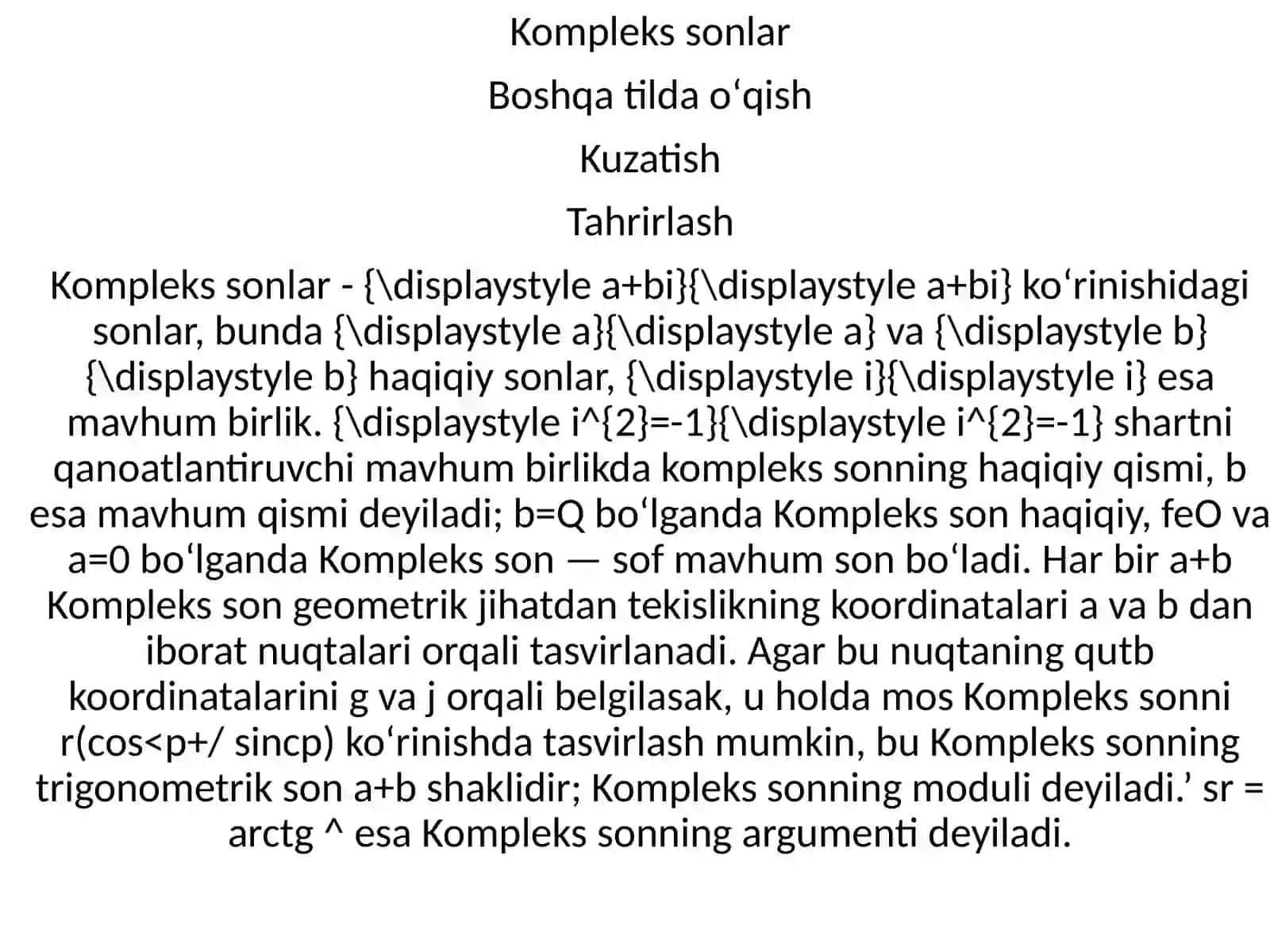 Kompleks sonlar 2