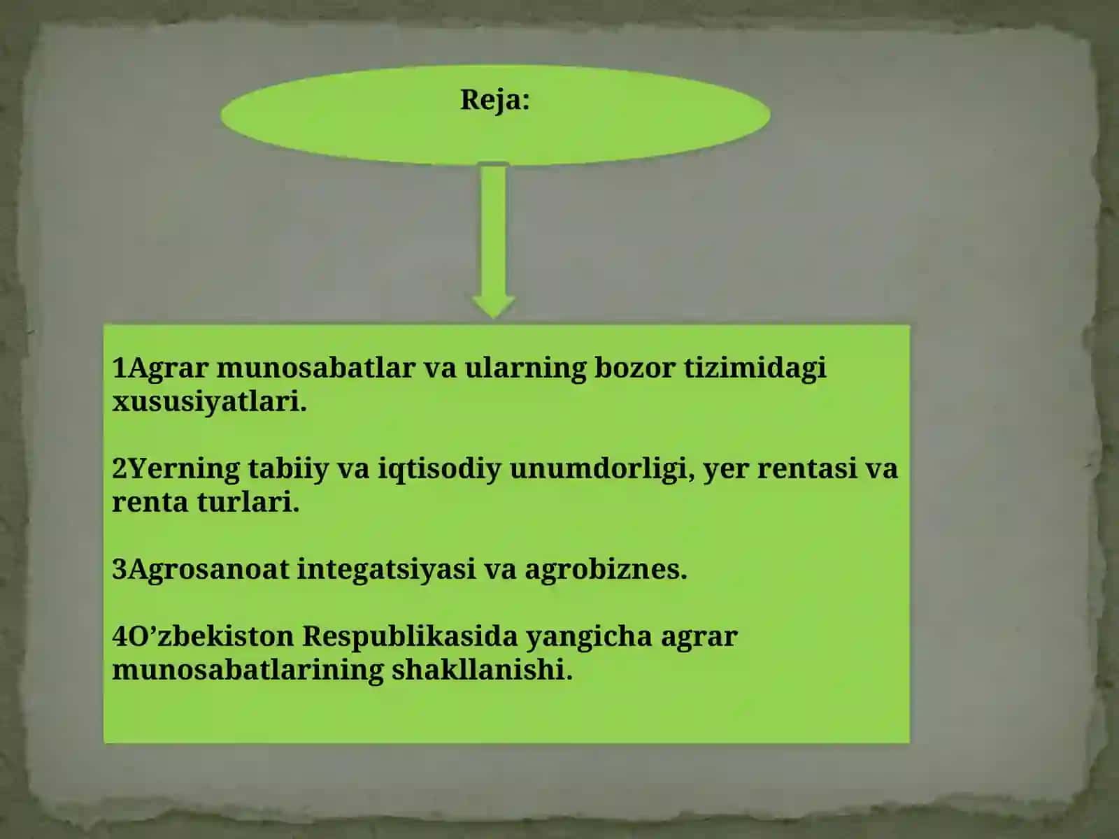 Agrar munosabatlar va ijara haqqi renta 2