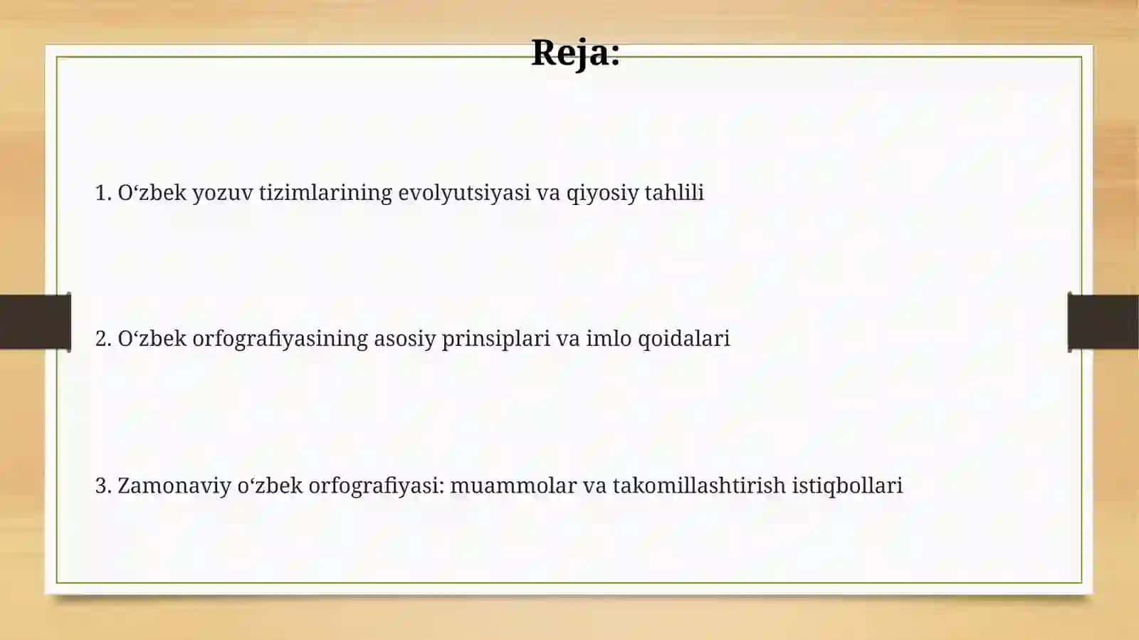 Oʻzbektilining yozuv tizimlari taraqqiyoti va orfografiyasi 2