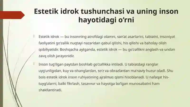 Dunyoni estetik idrok etishda badiiy asarlarning ahamiyati 2