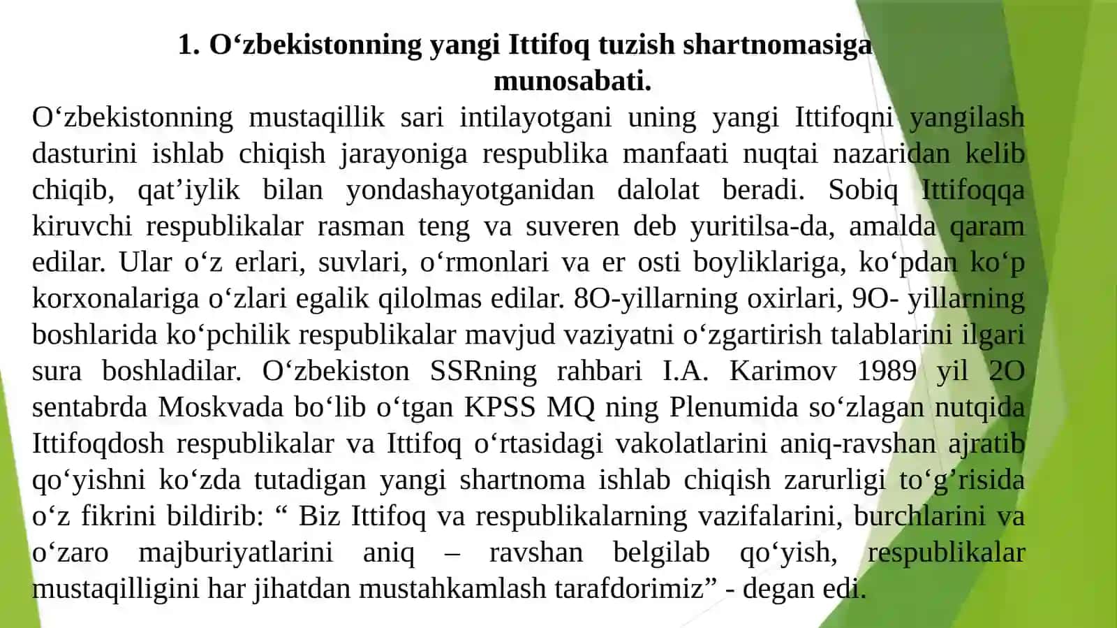 MUSTAQIL O‘ZBEKISTON RESPUBLIKASI TASHKIL TOPISHINING TARIXIY AHAMIYATI 2