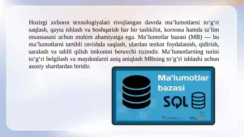 Ma’lumotlar bazasi 2
