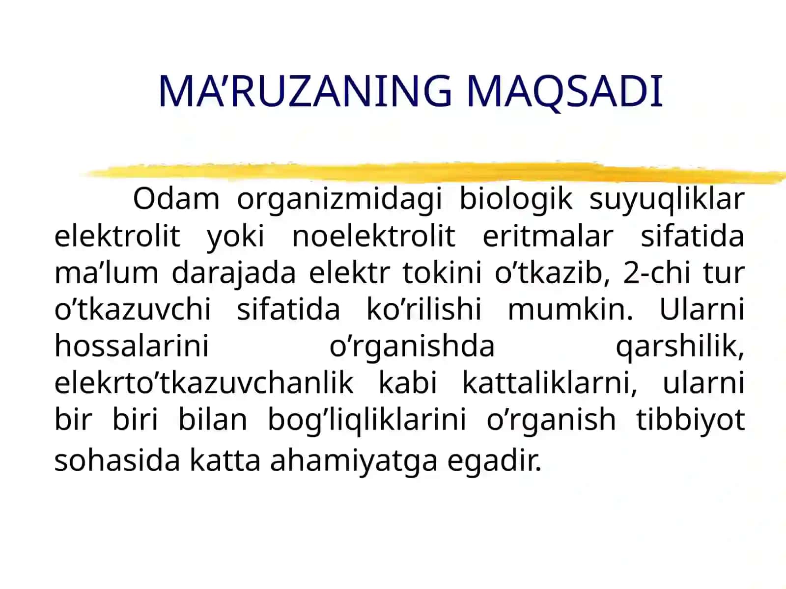 ELEKTROKIMYO ASOSLARI. ELEKTROLITLAR ERITMALARIDA ELEKTRO’TKAZUVCHANLIK 2