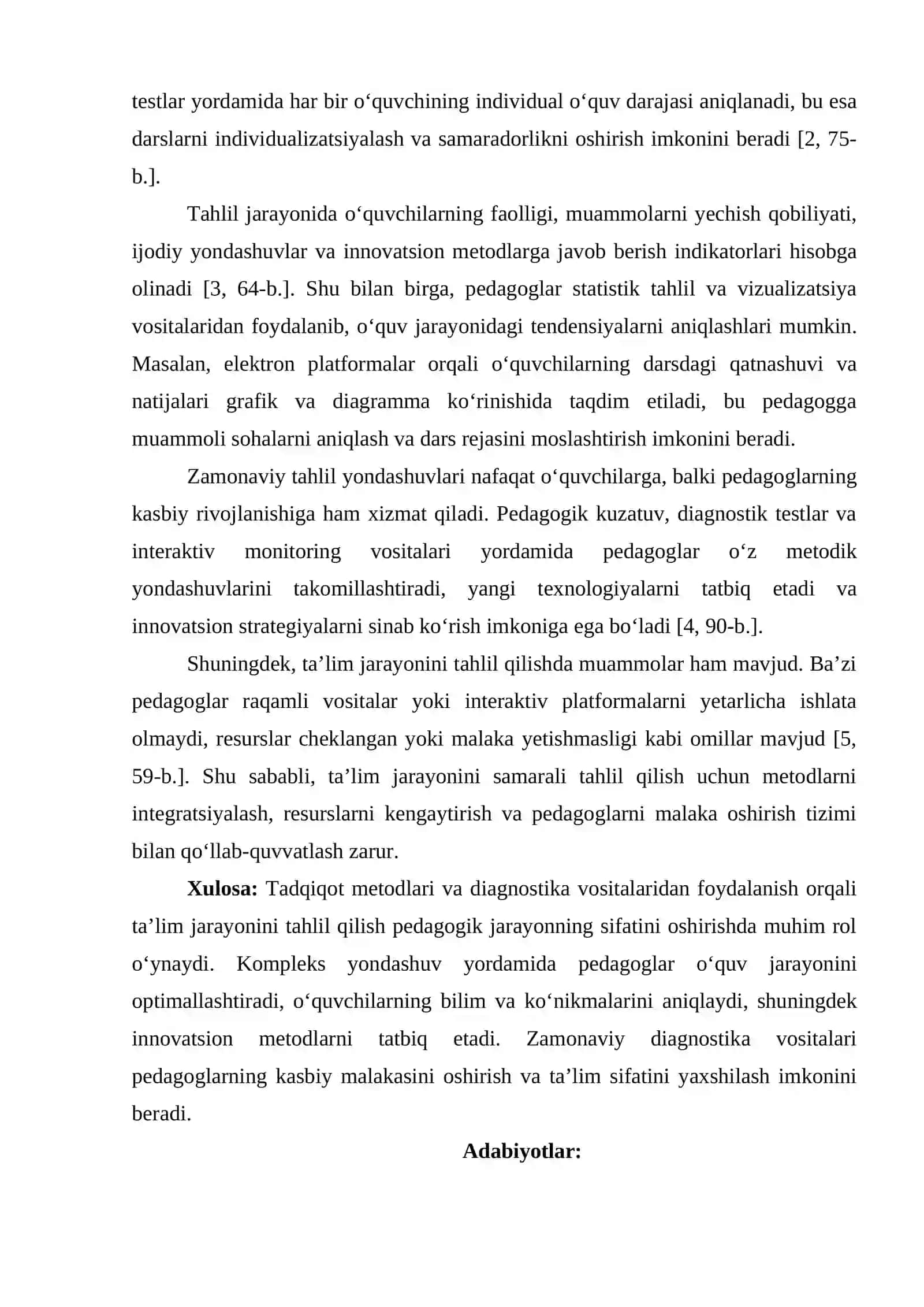 TADQIQOT METODLARI VA DIAGNOSTIKA VOSITALARIDAN FOYDALANISH ASOSIDA TA’LIM JARAYONINI TAHLIL QILISHNING ZAMONAVIY YONDASHUVLARI 2