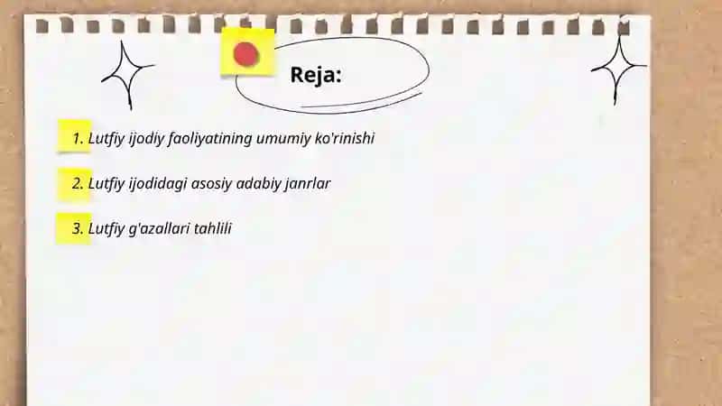 Lutfiy ijodining janrlar tasnifi 2