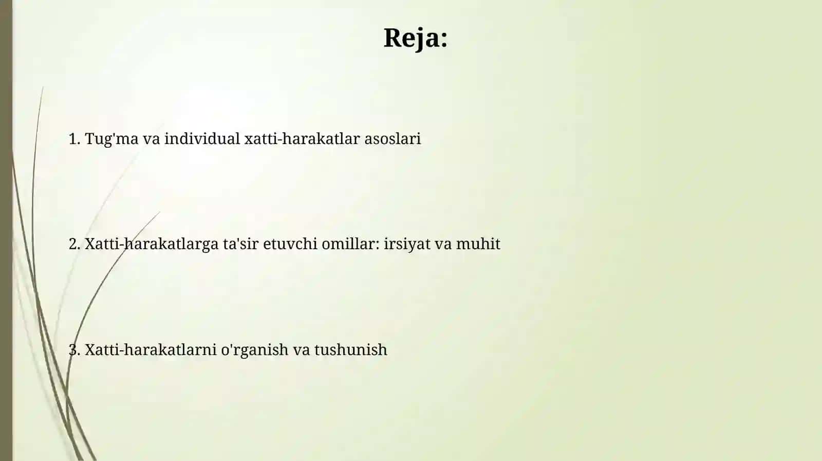 Tug‘ma va individual xatti harakatlar 2