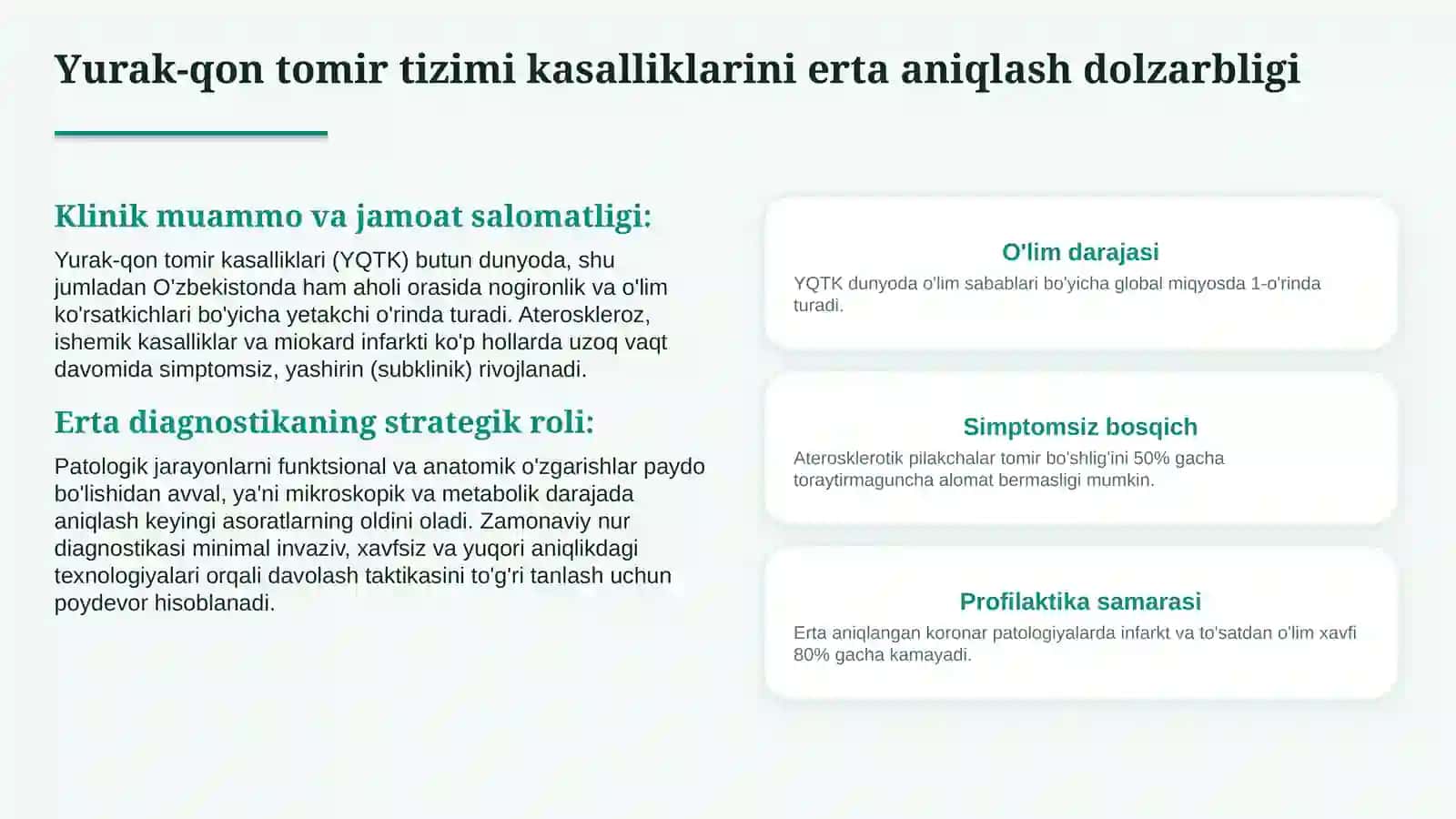 Yurak-qon tomir tizimi kasalliklari nur tashxisoti — zamonaviy diagnostika 2