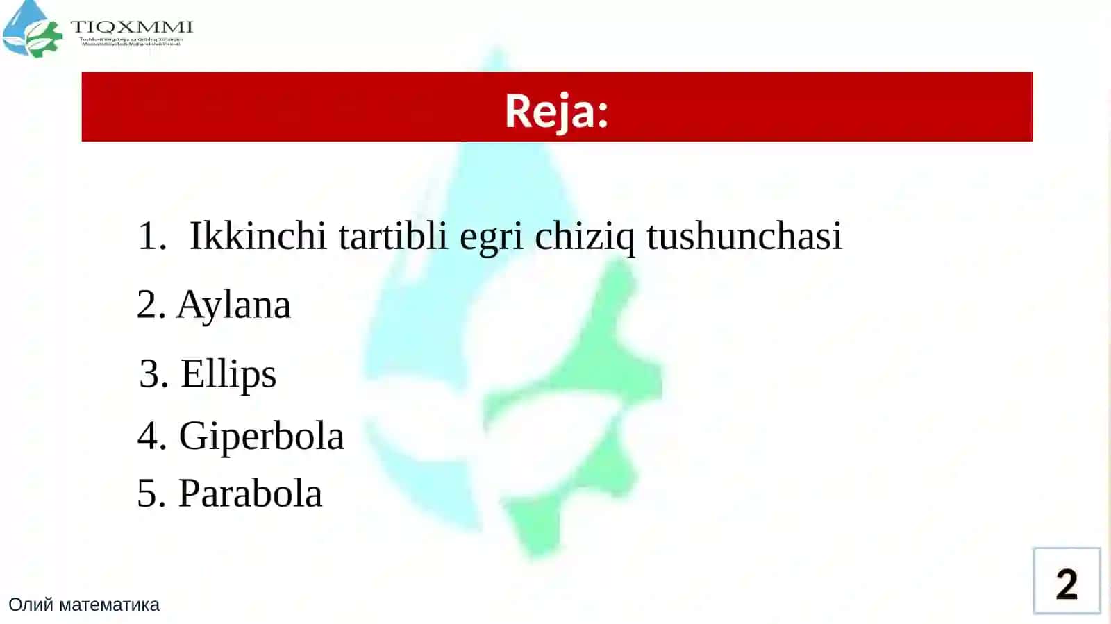 Ikkinchi tartibli egri chiziqlar 2