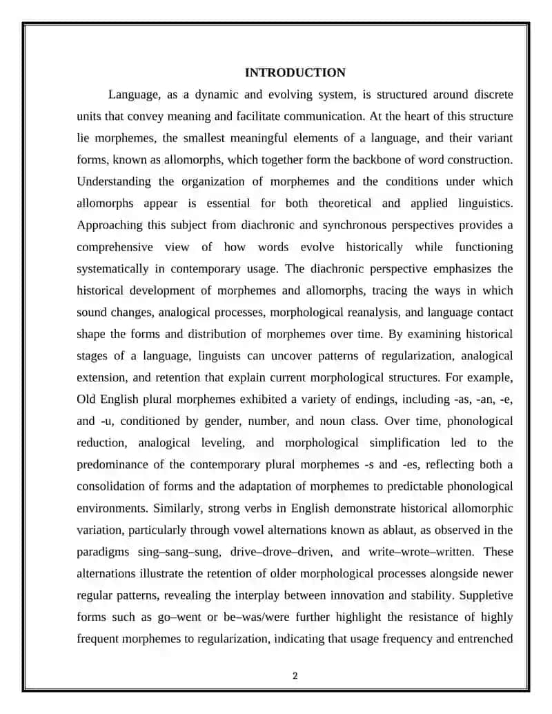 Diachronic and Synchronous View of Word Structures: Morpheme and Allomorpheme 2