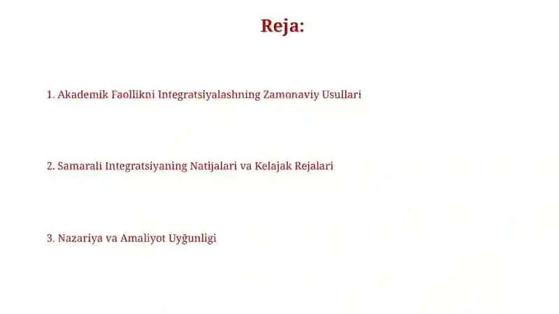 Akademik faoliyat integratsiya: nazariya va amaliyot uygunligi 2