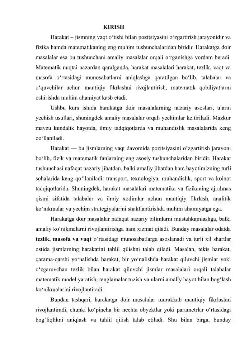 “HARAKATGA DOIR MASALALAR” 2