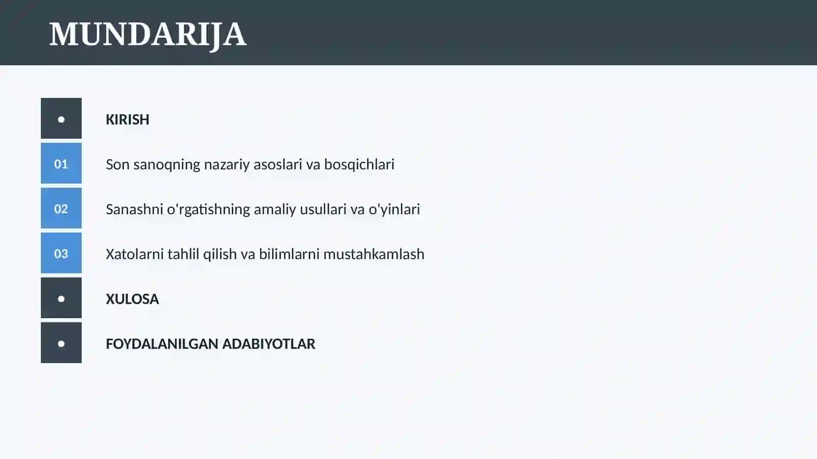 BOLALARDA SON SANOQ HAQIDAGI BILIMLARNI SHAKLLANTIRISH, SANASHGA O`RGATISH 2