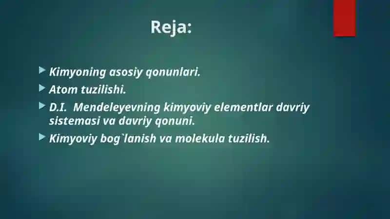 Umumiy kimyoning asosiy qonunlari 2
