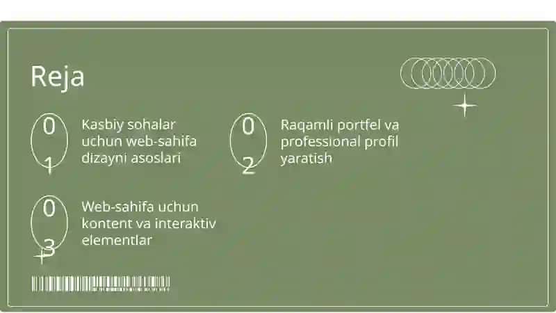 Kasbiy sohalari bo'yicha Web-sahifa yaratish 2