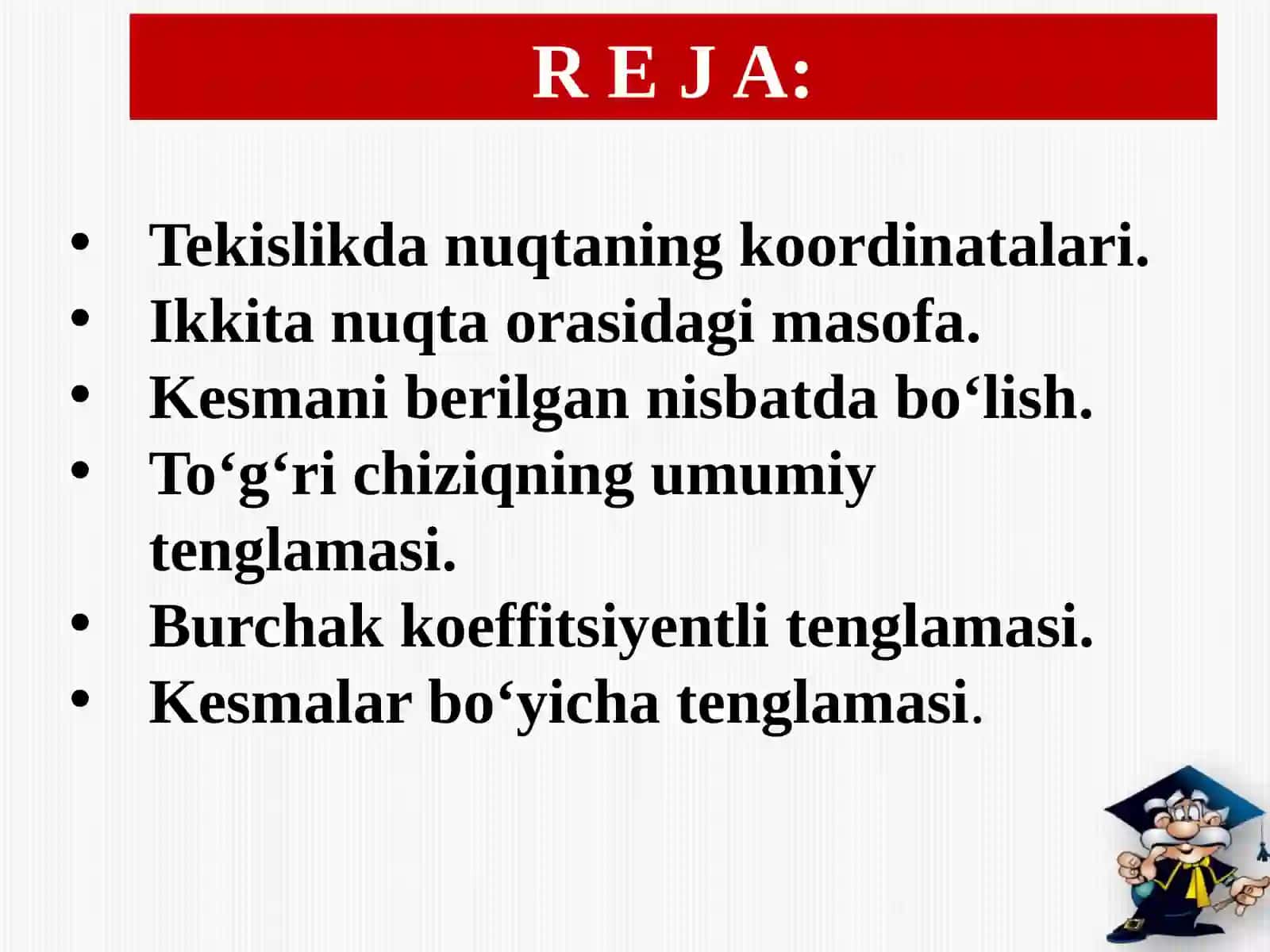 Tekislikda koordinatalar sistemasi 2