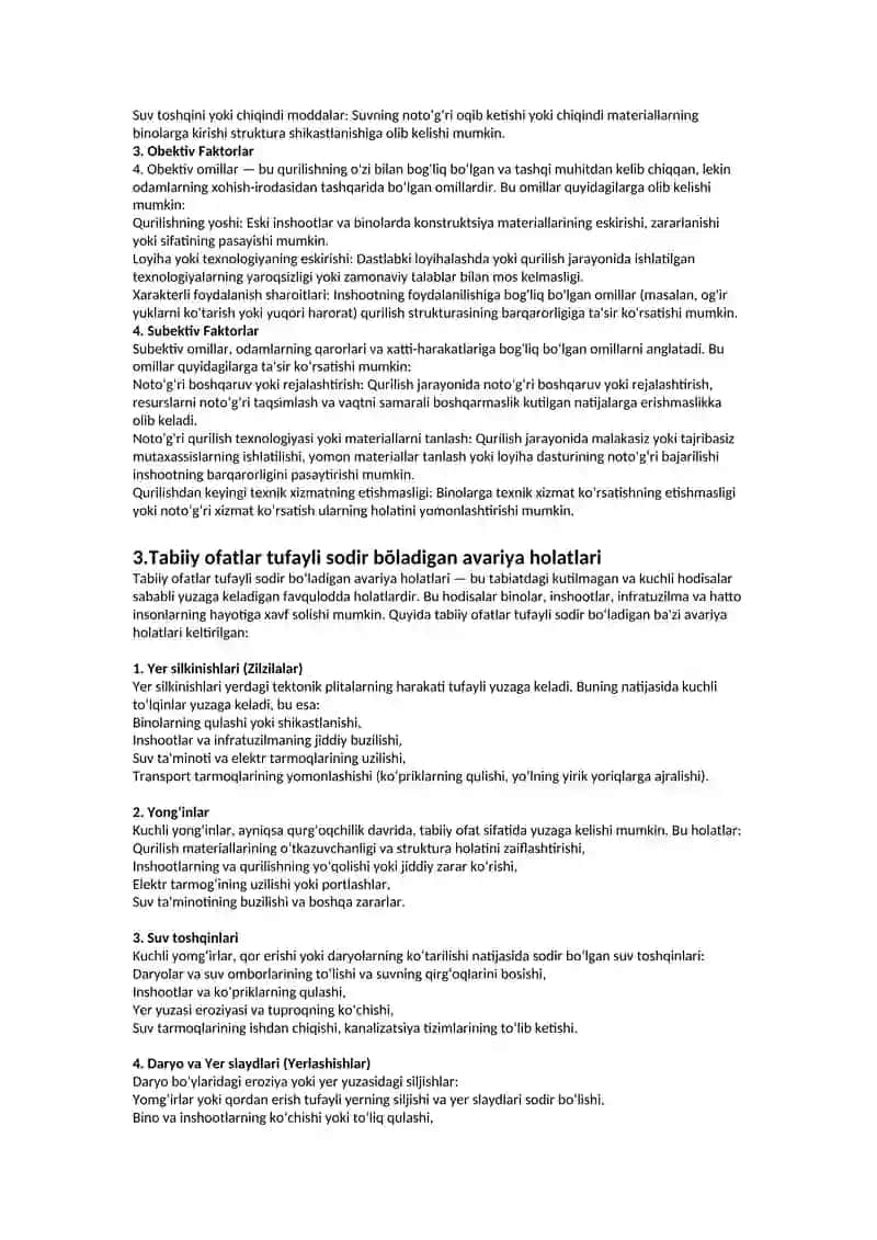 Konstruktiv-texnologik sabablar tufayli sodir bõladigan avariya holatlari 2