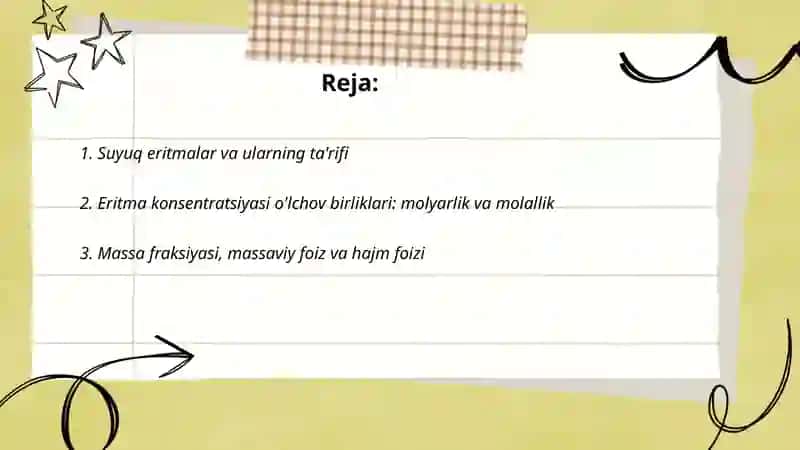 Suyuq eritmalar va ularning konsentratsiyasi 2