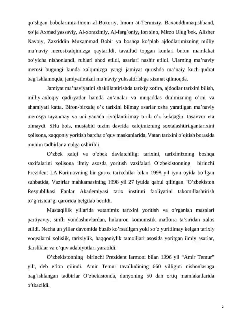 MUSTАQILLIK YILLАRIDА O’ZBEKISTONDА MА’NАVIY VА MАDАNIY TАRАQQIYOT 2