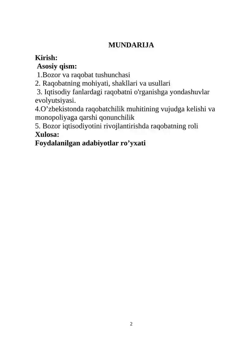 O`zbekistonda raqobatchilik muhitining vujudga kelishi va manopoliya qarshi qonunchilikning amal qilishi 2