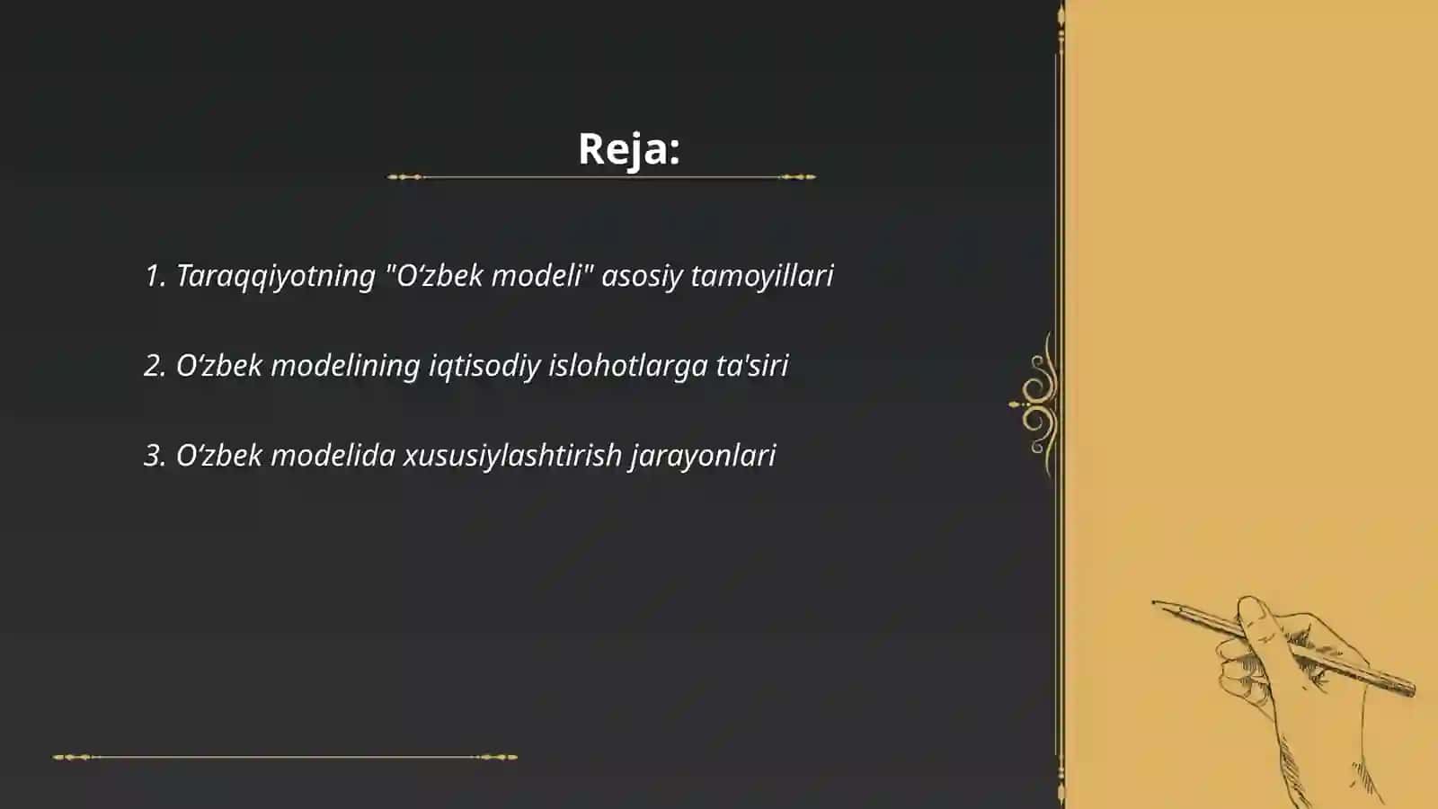 Taraqqiyotning “Oʻzbek modeli” va uning Oʻzbekiston iqtisodiyotini rivojlantirishdagi oʻrni 2