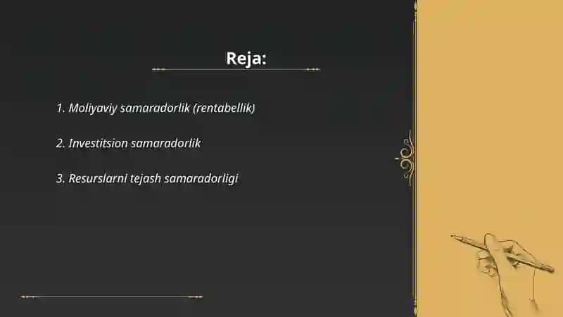 Tadqiqot natijalari iqtisodiy samaradorligining turlari 2
