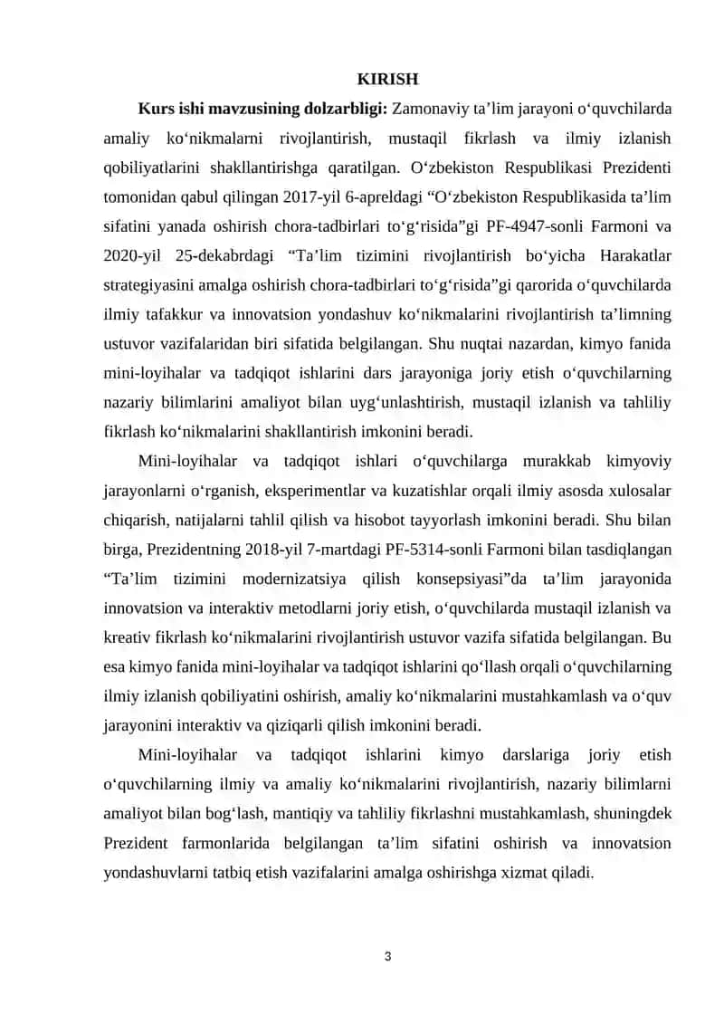 Mini-loyihalar va tadqiqot ishlari 2