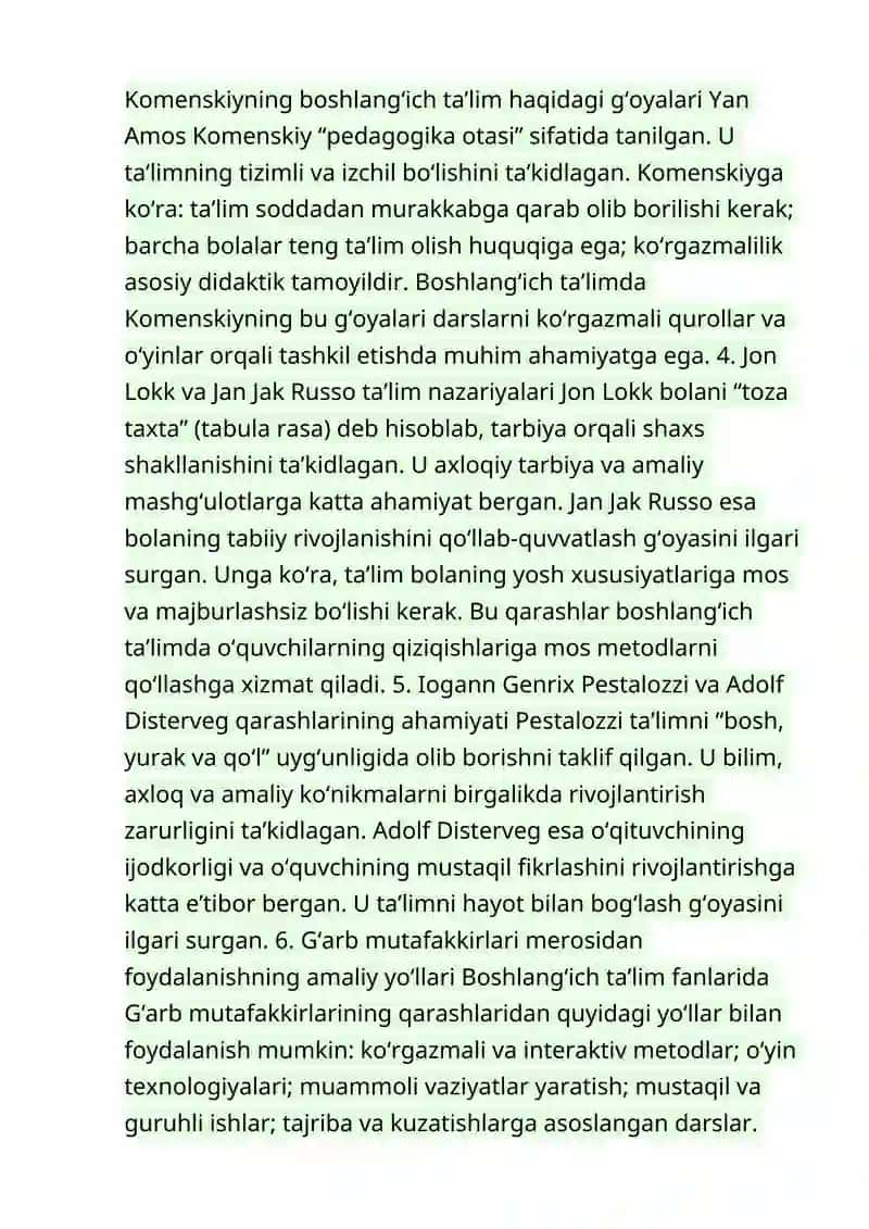 Boshlang‘ich ta’lim fanlarini o‘qitish jarayonida G‘arb mutafakkirlarining pedagogik qarashlaridan foydalanish 2