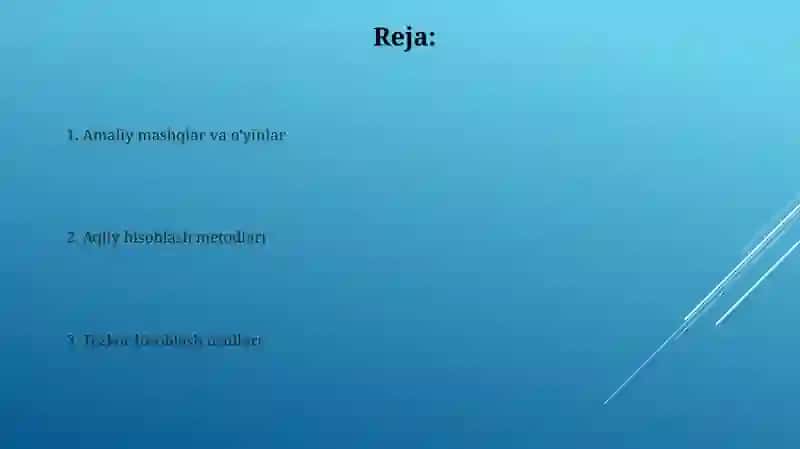 Yuz ichida arifmetik amallarni o’rgatish metodikasi 2