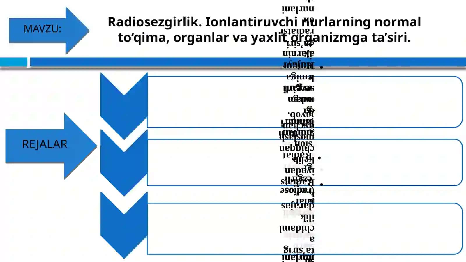 Fan “IONLANTIRUVCHI NURLAR BIOLOGIYASI” 2