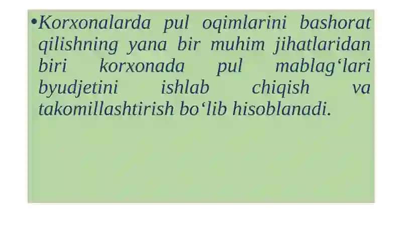 Pul Oqimlarini Boshqarish 2
