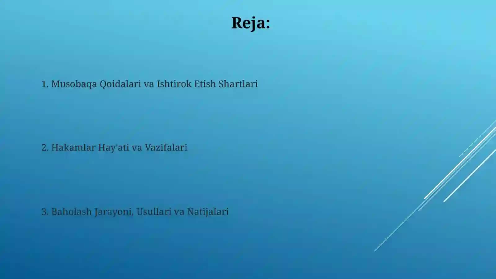 Musobaqa qoidalari, hakamlar va hakamlik qilish uslubiyati 2