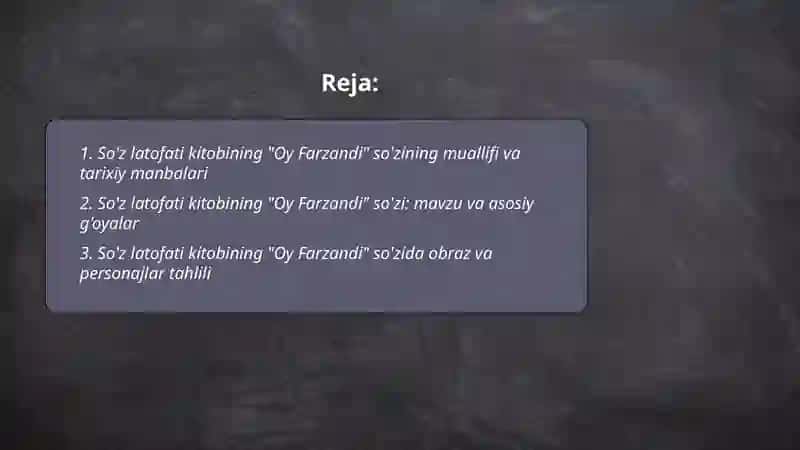 So'z latofati kitobining Oy Farzandi so'zi 2