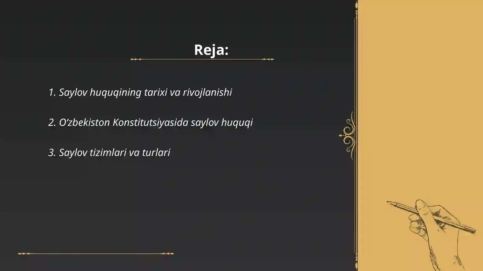 Saylov huquqining konstitutsiyaviy asoslari va tizimi 2