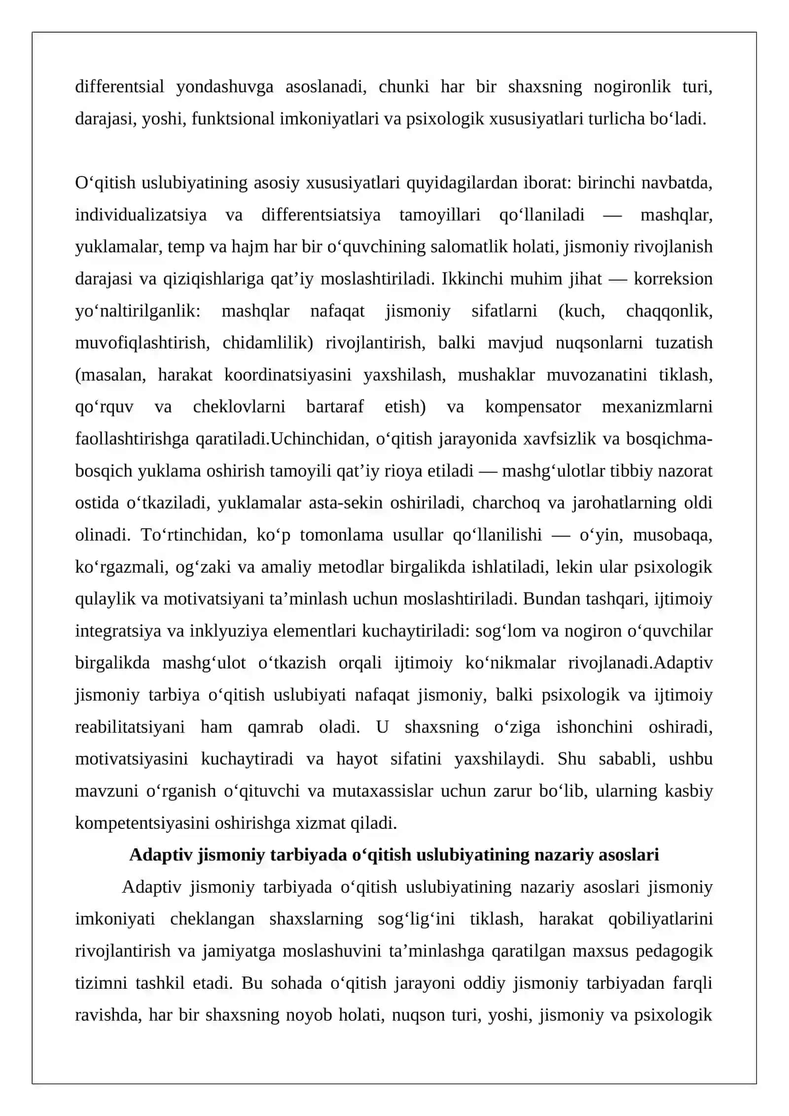 Adaptiv jismoniy tarbiya jarayonida o‘qitish uslubiyatining xususiyatlarini aniqlash 2