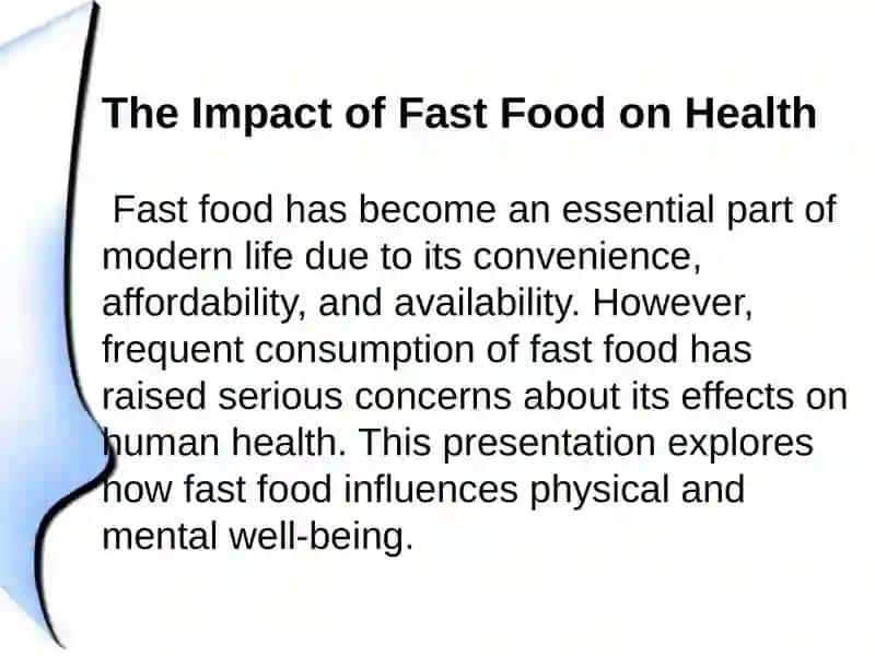 The impact of fast food on health 2