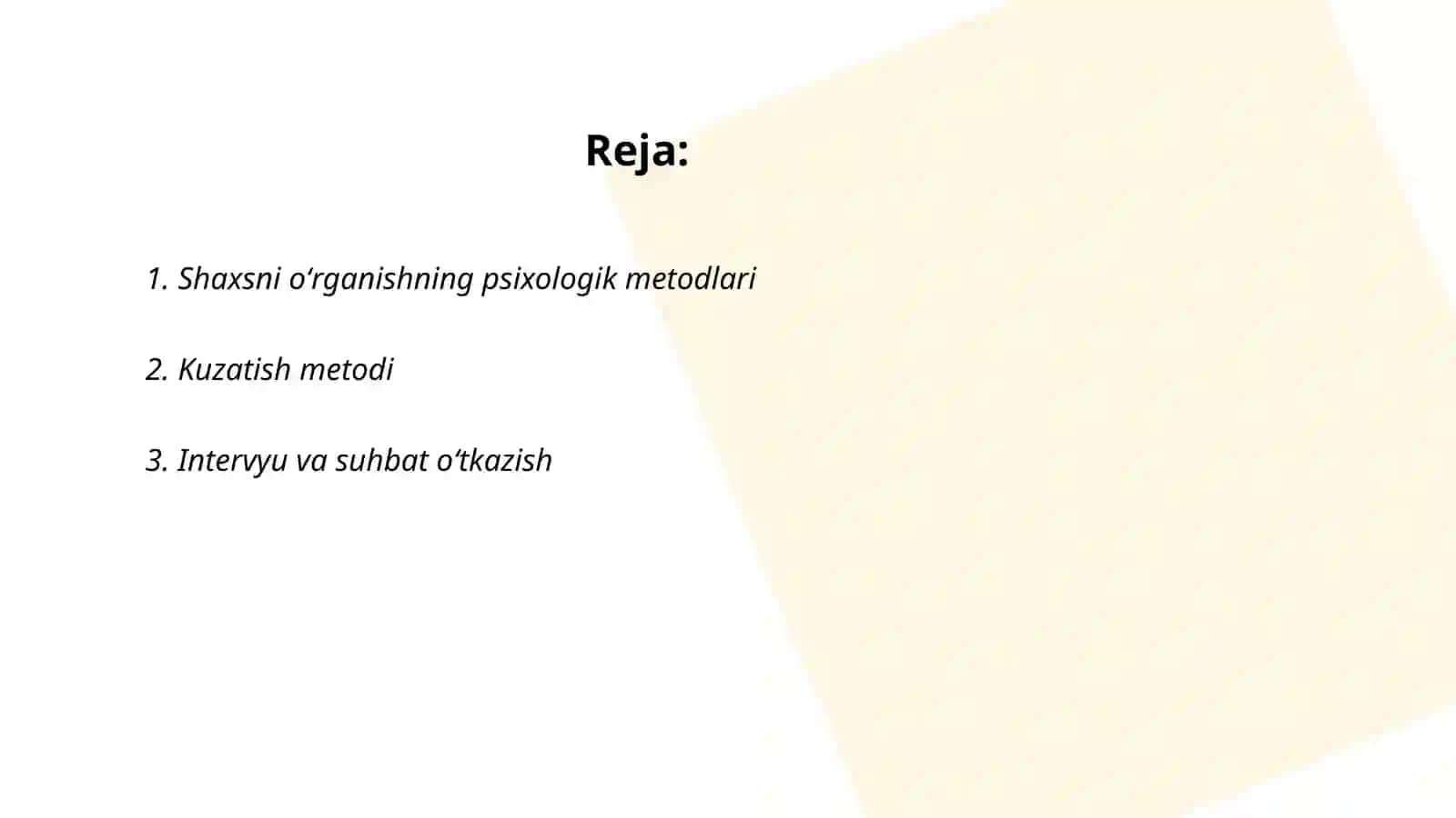 Shaxsni oʻrganishning psixologik metodlari 2