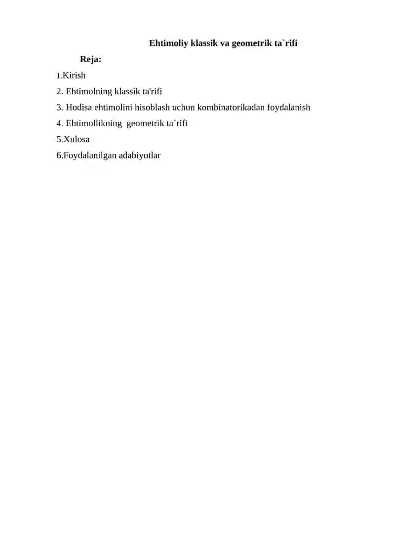 Ehtimoliy klassik va geometrik ta`rifi 2