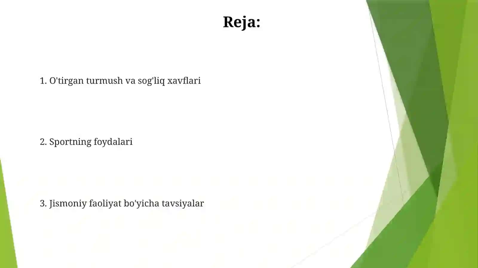 Jismoniy faollik va sog'liqni saqlash 2